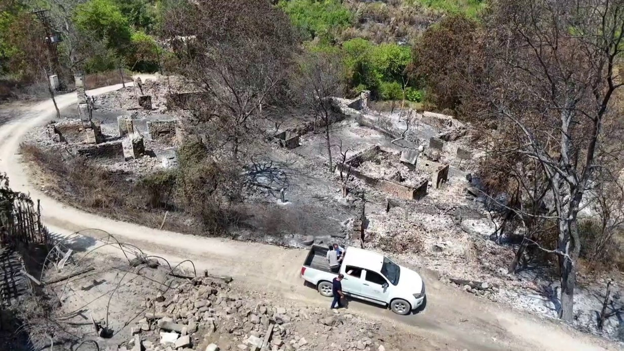 Orman yangınında köyün bir mahallesi yok oldu