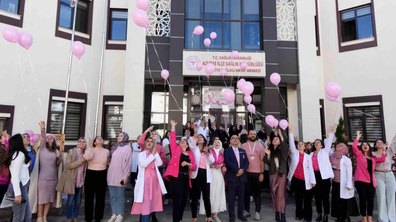 Pembe balonlar meme kanserine farkındalık için uçuruldu