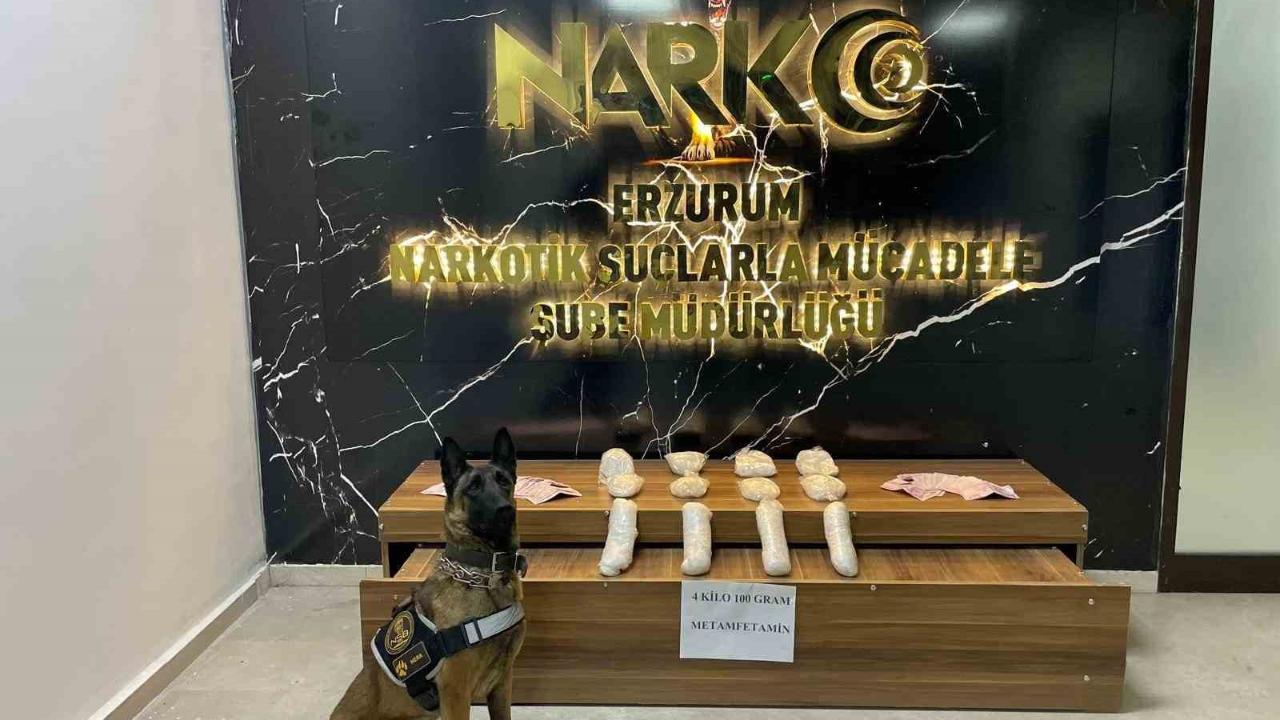 Erzurum’da 4 kilo 100 gram uyuşturucu ele geçirildi