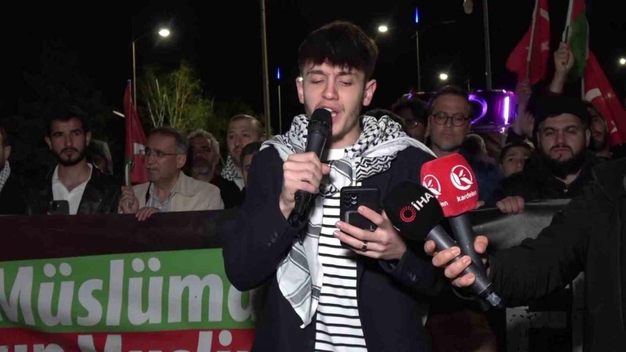 Erzurum’da Filistin’e destek için konvoy yapıldı