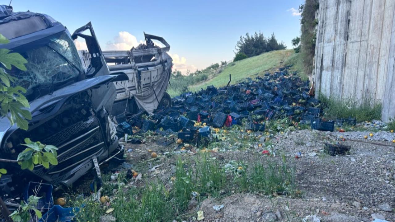 Otomobile çarpan sebze yüklü tır viyadükten aşağı uçtu: 3 ölü, 3 yaralı