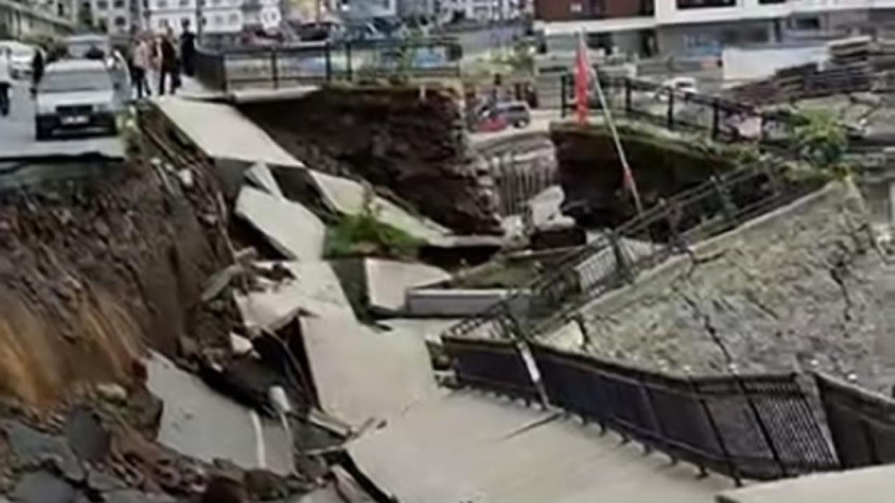 Rize’de yol çöktü, 2 bina tedbir amaçlı tahliye edildi